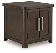 Breckington - Rectangular 2-door End Table - Dark Brown