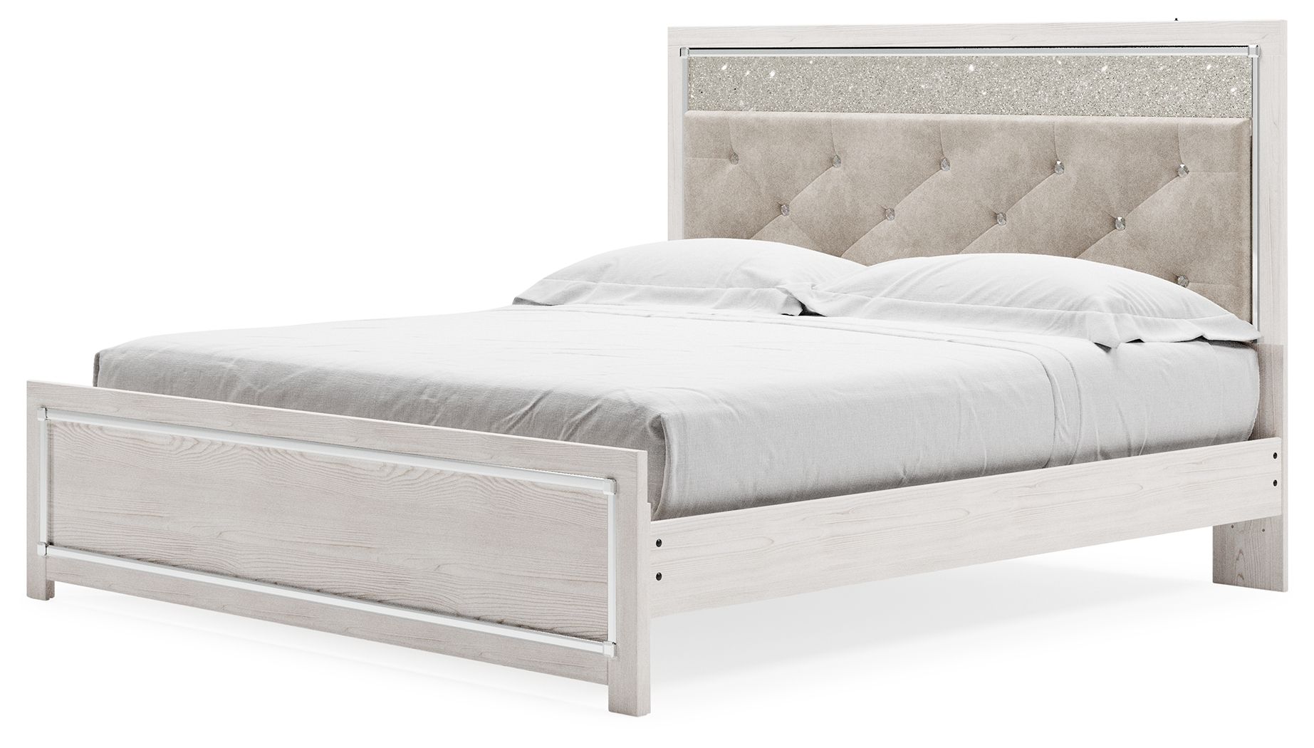 Altyra - King Panel Bed With Upholstered Headboard - White