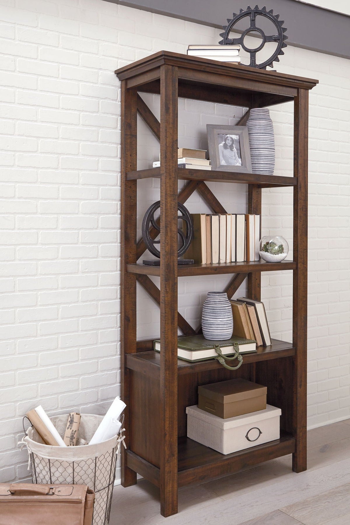 Baldridge - Large Bookcase - Rustic Brown